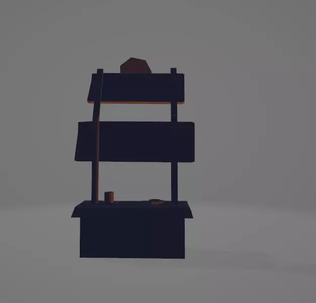 Wooden stand Low-poly 3D model_0