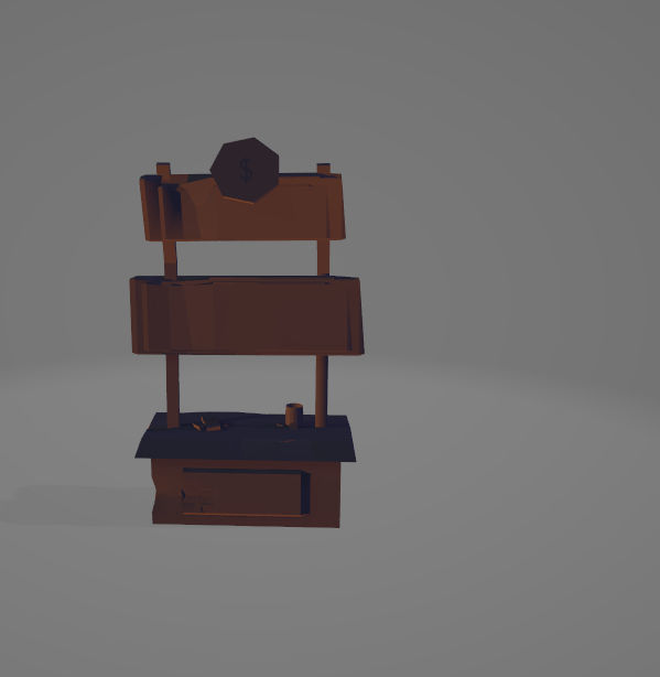 Wooden stand Low-poly 3D model_1