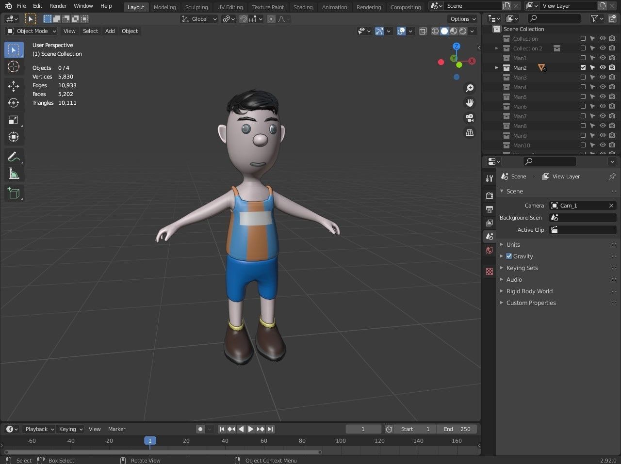 Cartoon characters sports team Low-poly 3D model_27