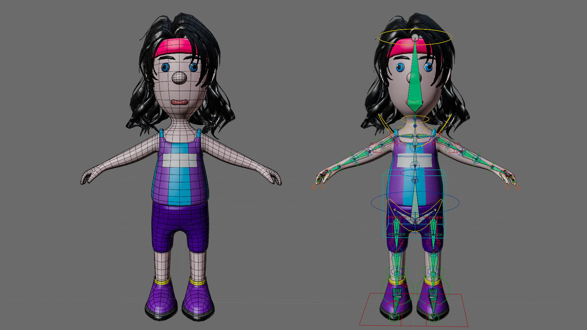 Cartoon characters sports team Low-poly 3D model_21