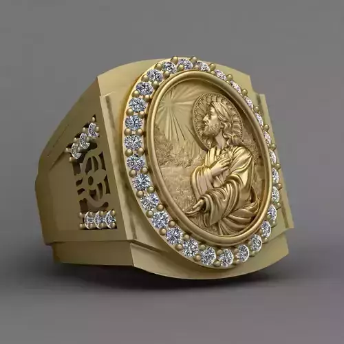 Jesus head Ring 3d print model