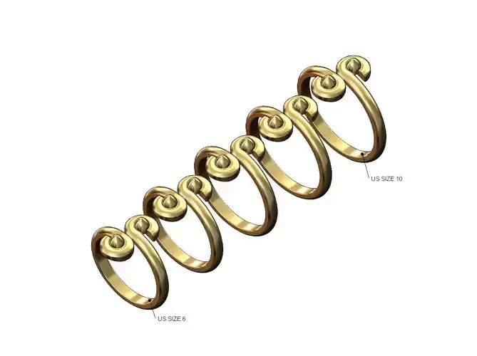 Double stud scroll ends band US sizes 6to10