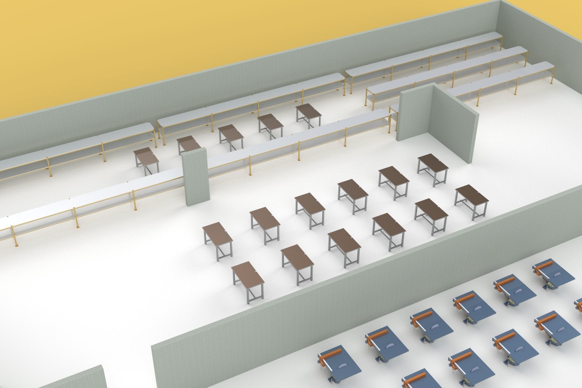 ASSEMBLING WORKSHOP FACTORY INDUSTRIAL FLOOR PLAN PRODUCTION 3D model_3