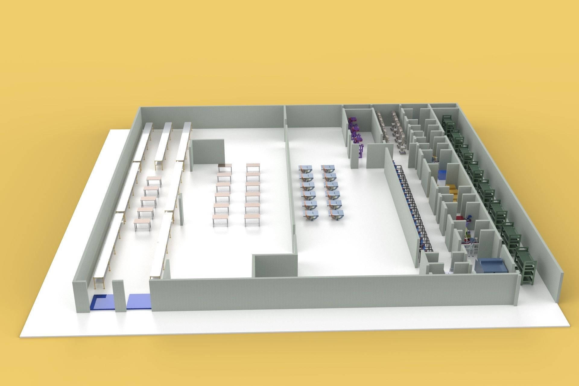 ASSEMBLING WORKSHOP FACTORY INDUSTRIAL FLOOR PLAN PRODUCTION 3D model_4
