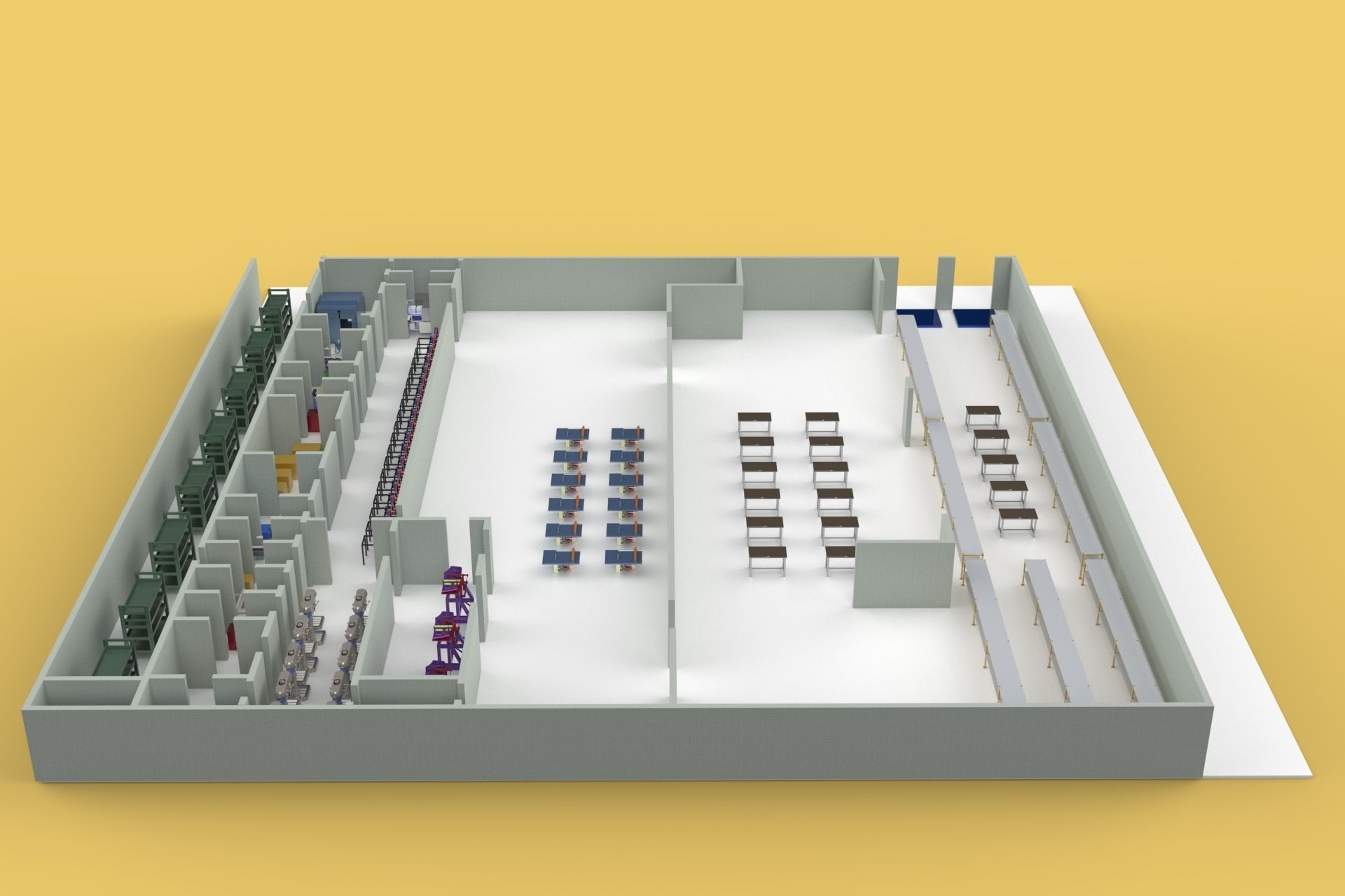 ASSEMBLING WORKSHOP FACTORY INDUSTRIAL FLOOR PLAN PRODUCTION 3D model_5