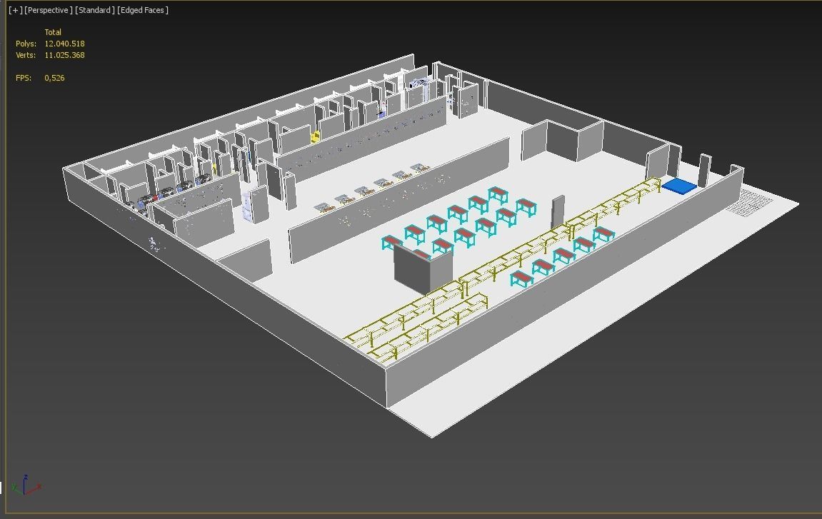 ASSEMBLING WORKSHOP FACTORY INDUSTRIAL FLOOR PLAN PRODUCTION 3D model_12