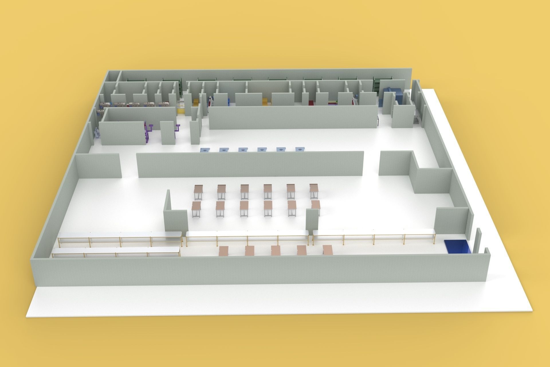 ASSEMBLING WORKSHOP FACTORY INDUSTRIAL FLOOR PLAN PRODUCTION 3D model_6