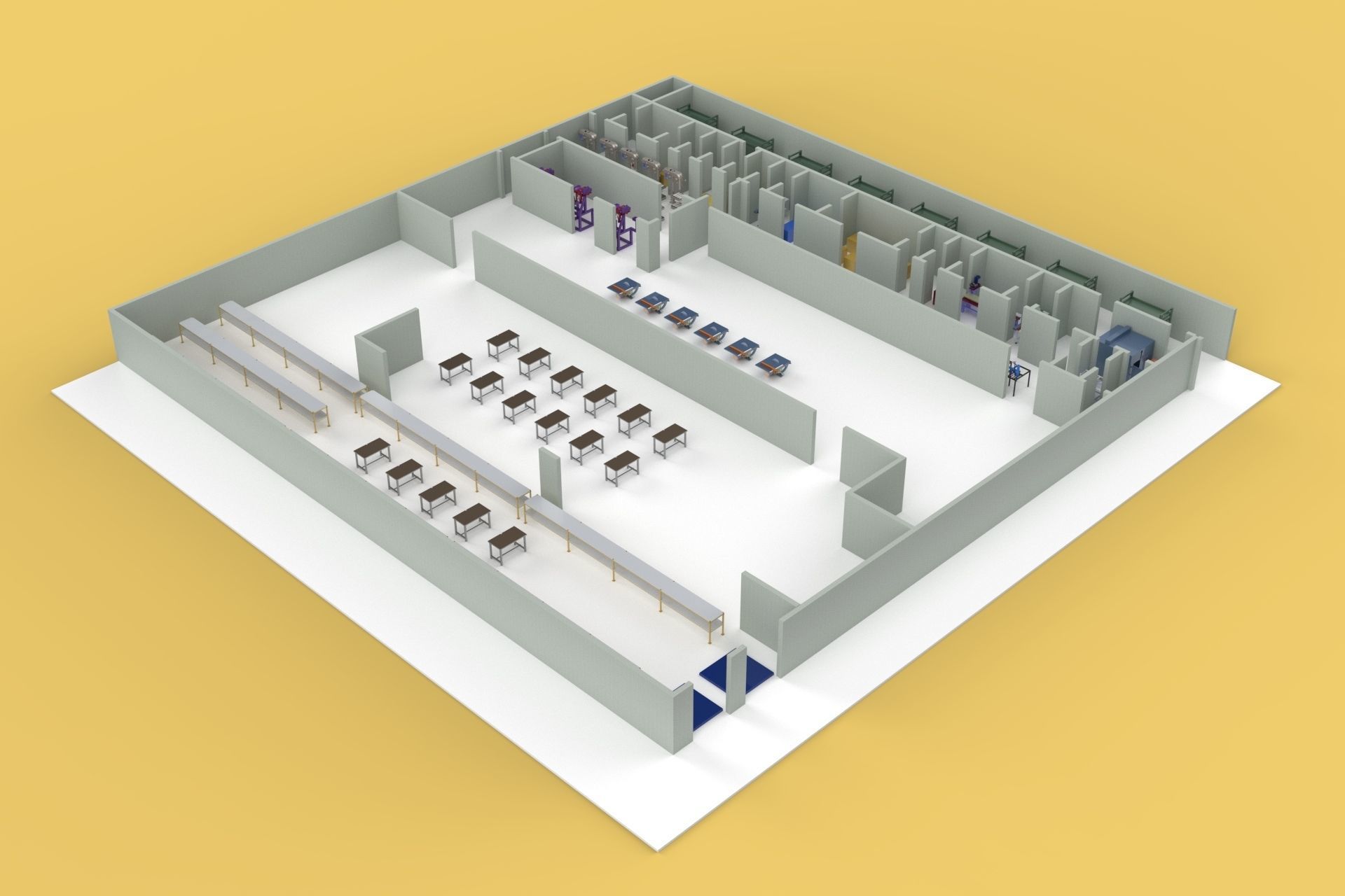 ASSEMBLING WORKSHOP FACTORY INDUSTRIAL FLOOR PLAN PRODUCTION 3D model_9