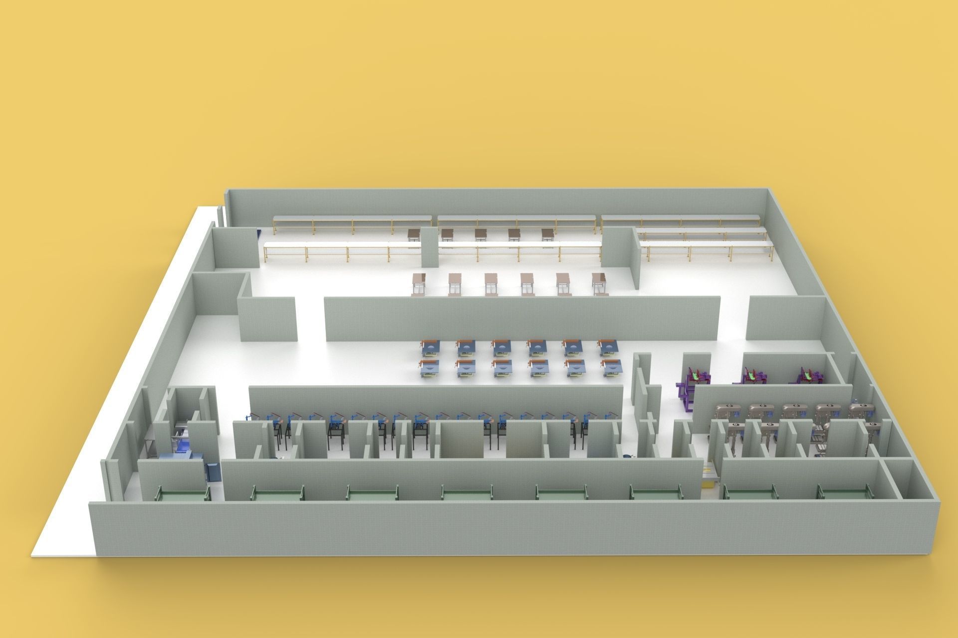 ASSEMBLING WORKSHOP FACTORY INDUSTRIAL FLOOR PLAN PRODUCTION 3D model_7