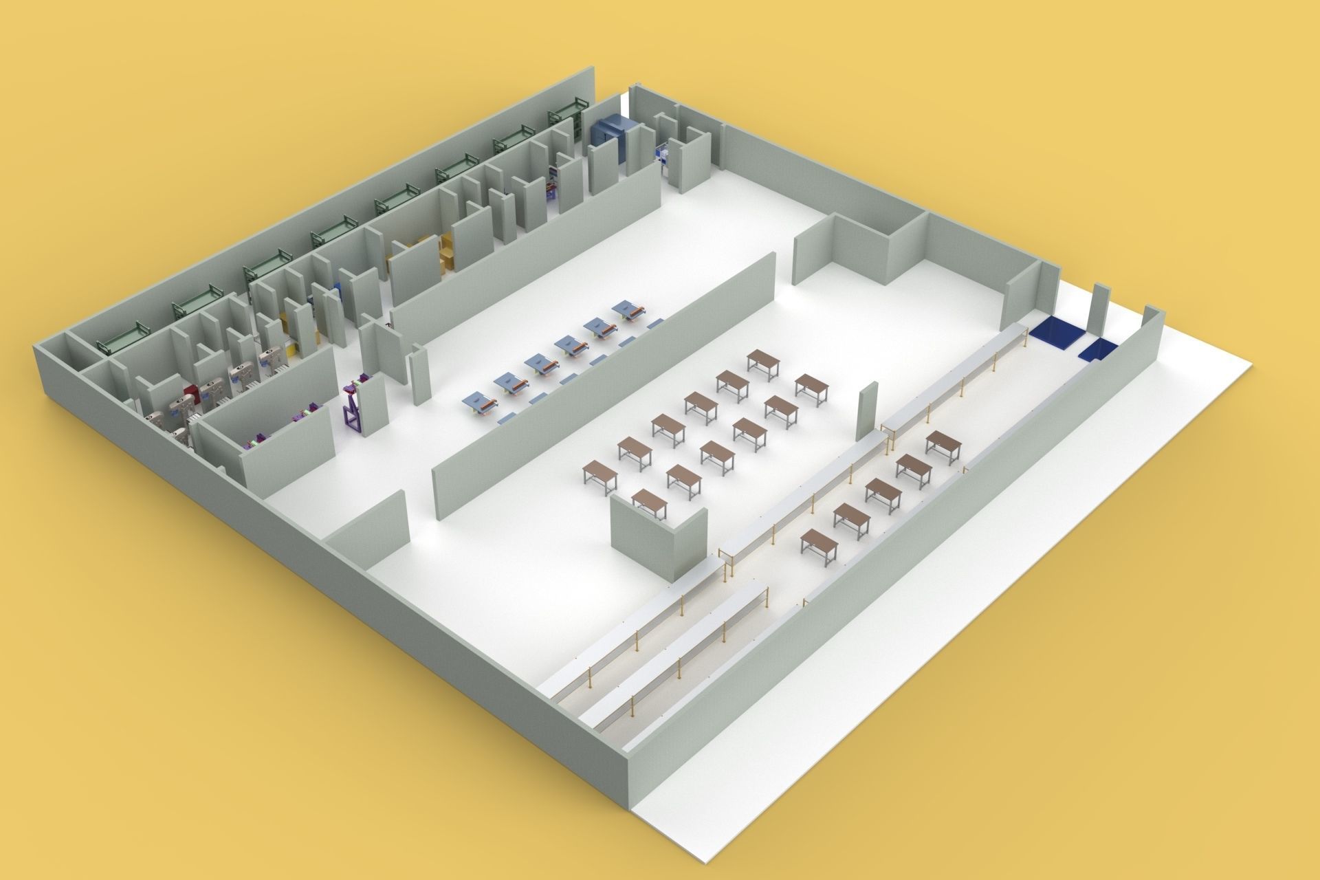 ASSEMBLING WORKSHOP FACTORY INDUSTRIAL FLOOR PLAN PRODUCTION 3D model_10