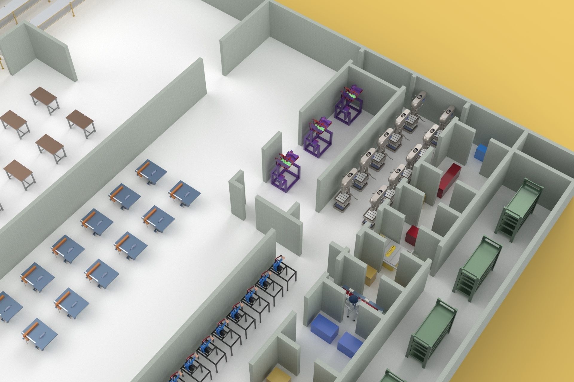 ASSEMBLING WORKSHOP FACTORY INDUSTRIAL FLOOR PLAN PRODUCTION 3D model_1