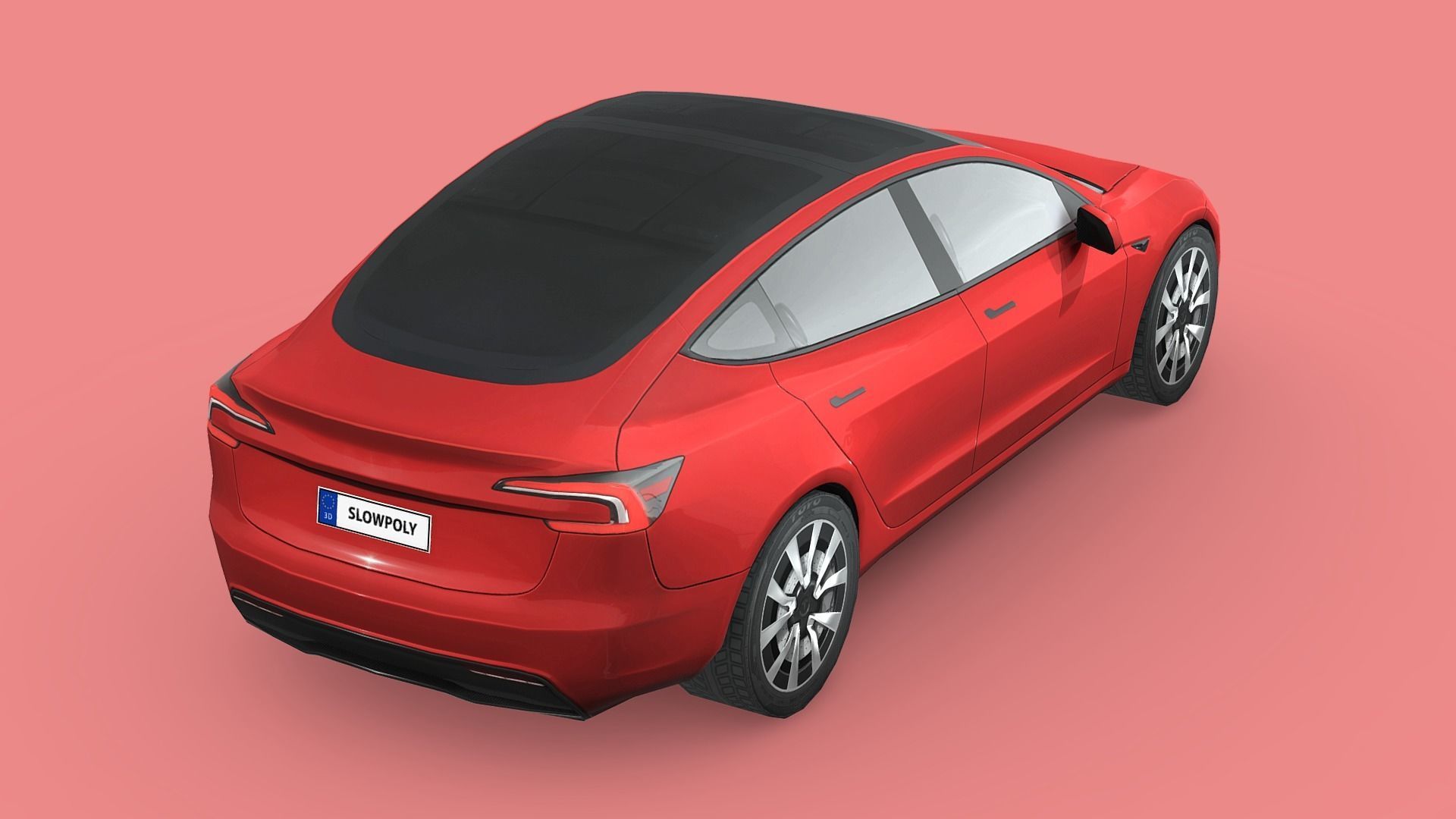 Tesla Model 3 2024 Low-poly 3D model_4