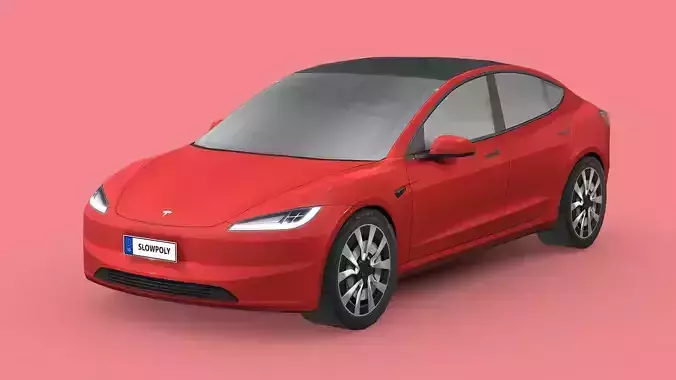 Tesla Model 3 2024 Low-poly 3D model