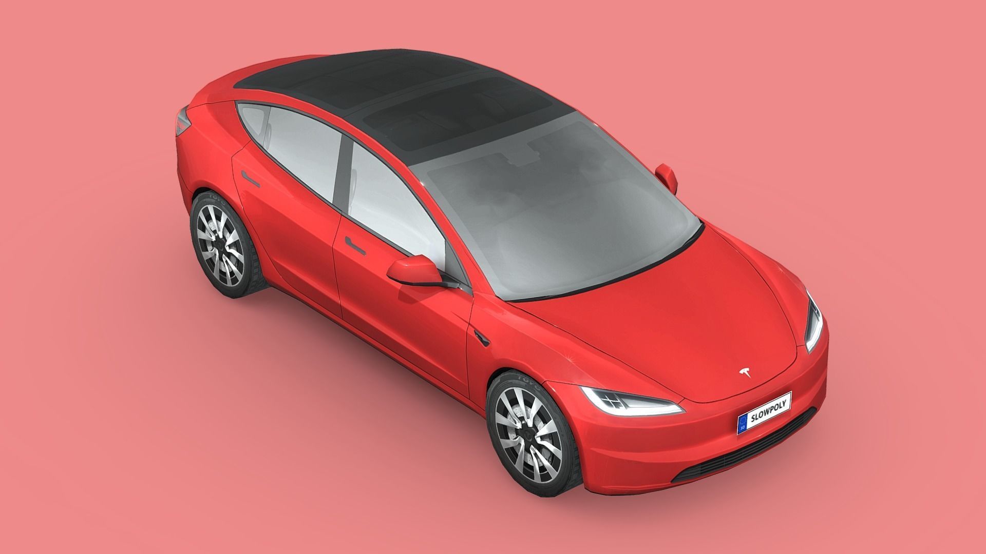 Tesla Model 3 2024 Low-poly 3D model_3