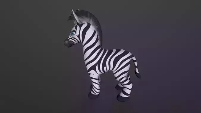 zebra cartoon Low-poly 3D model