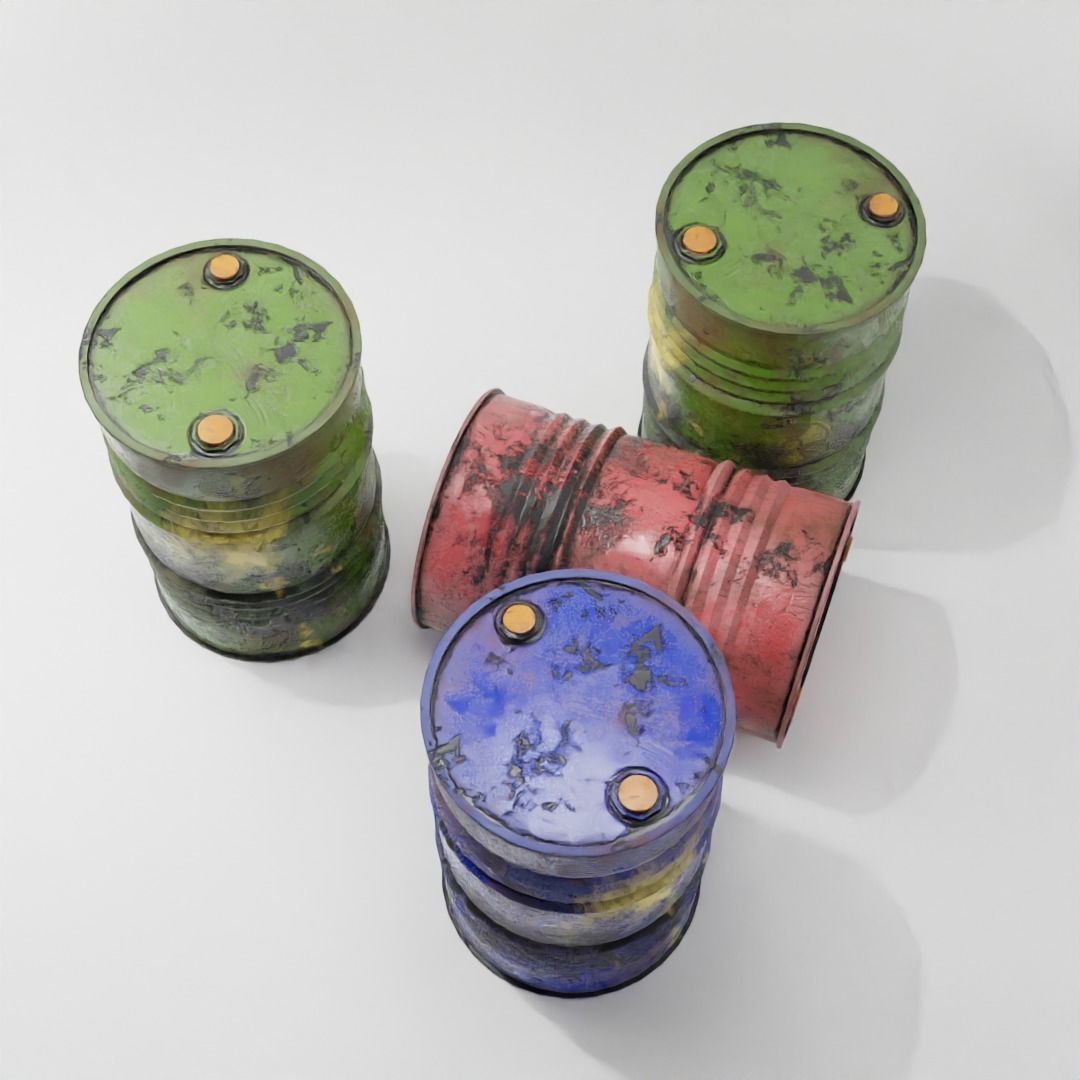 Industrial Barrel Free low-poly 3D model_7