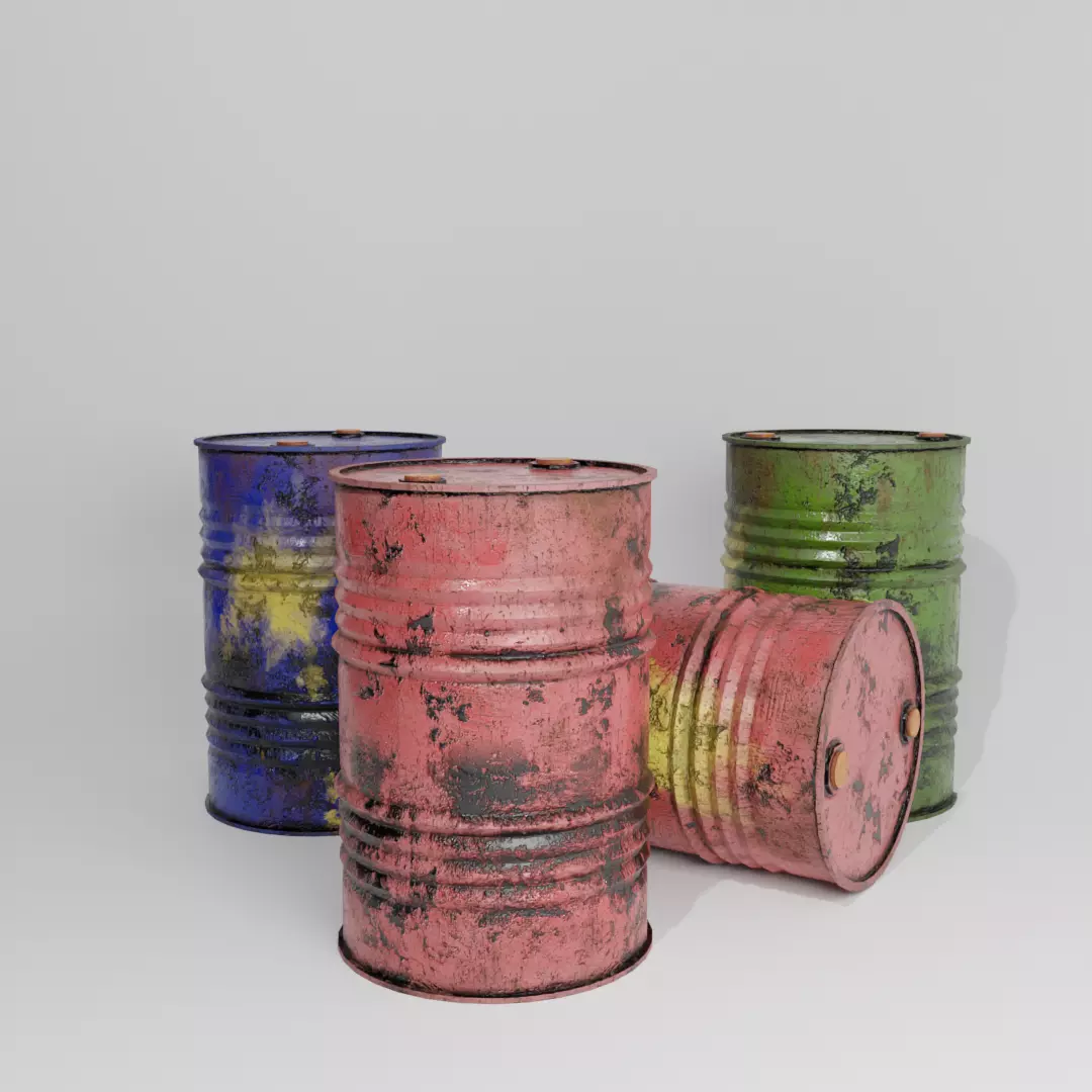 Industrial Barrel Free low-poly 3D model_0