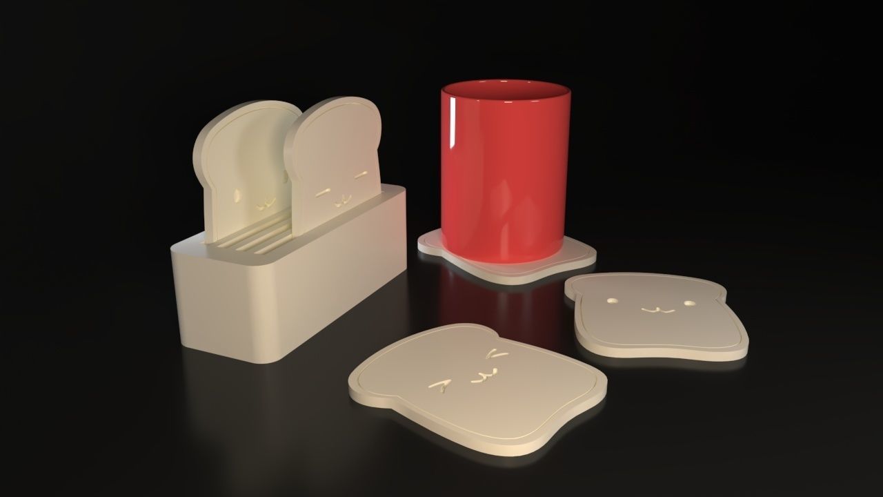 Toast Coasters 3D print model_3