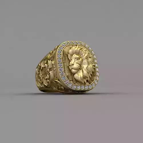 Lion Gold Ring 3d print model