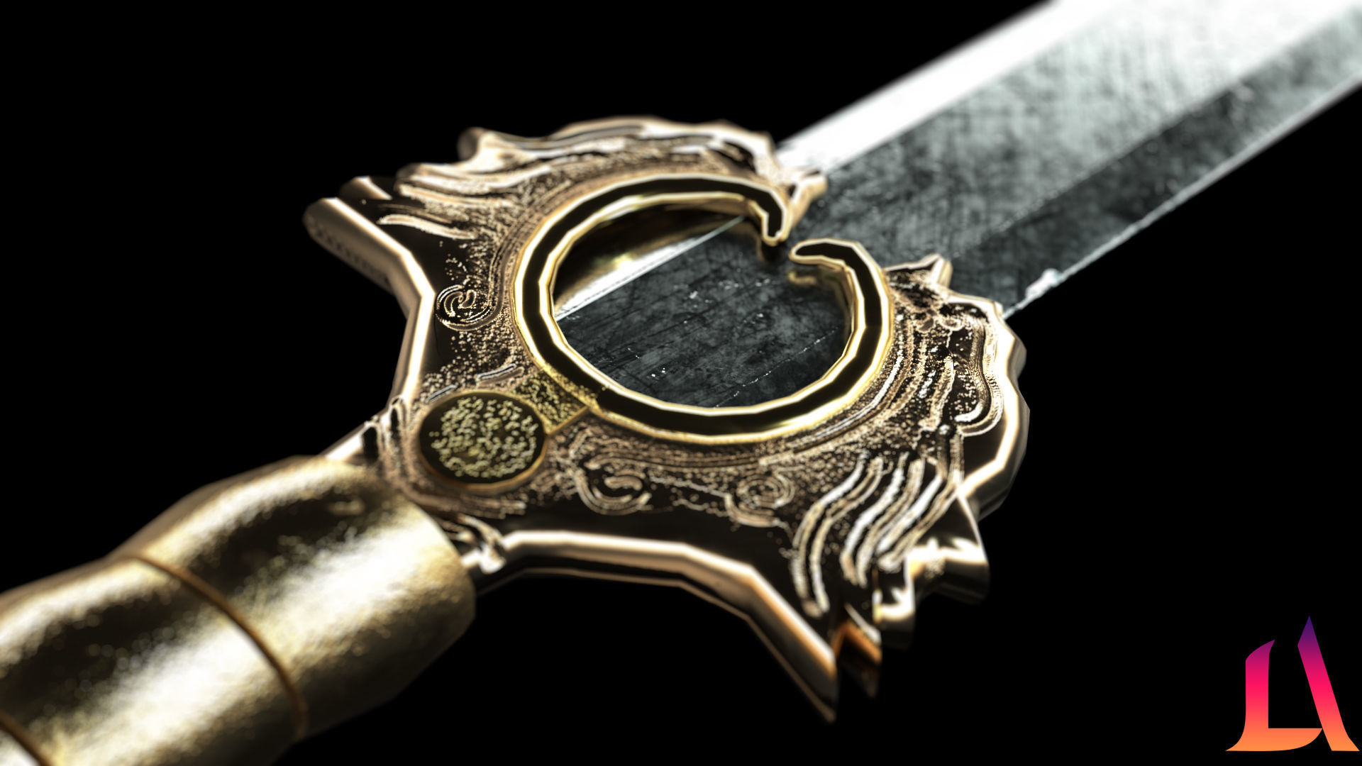 PBR - Big Sword Game-Ready Low-poly 3D model_2