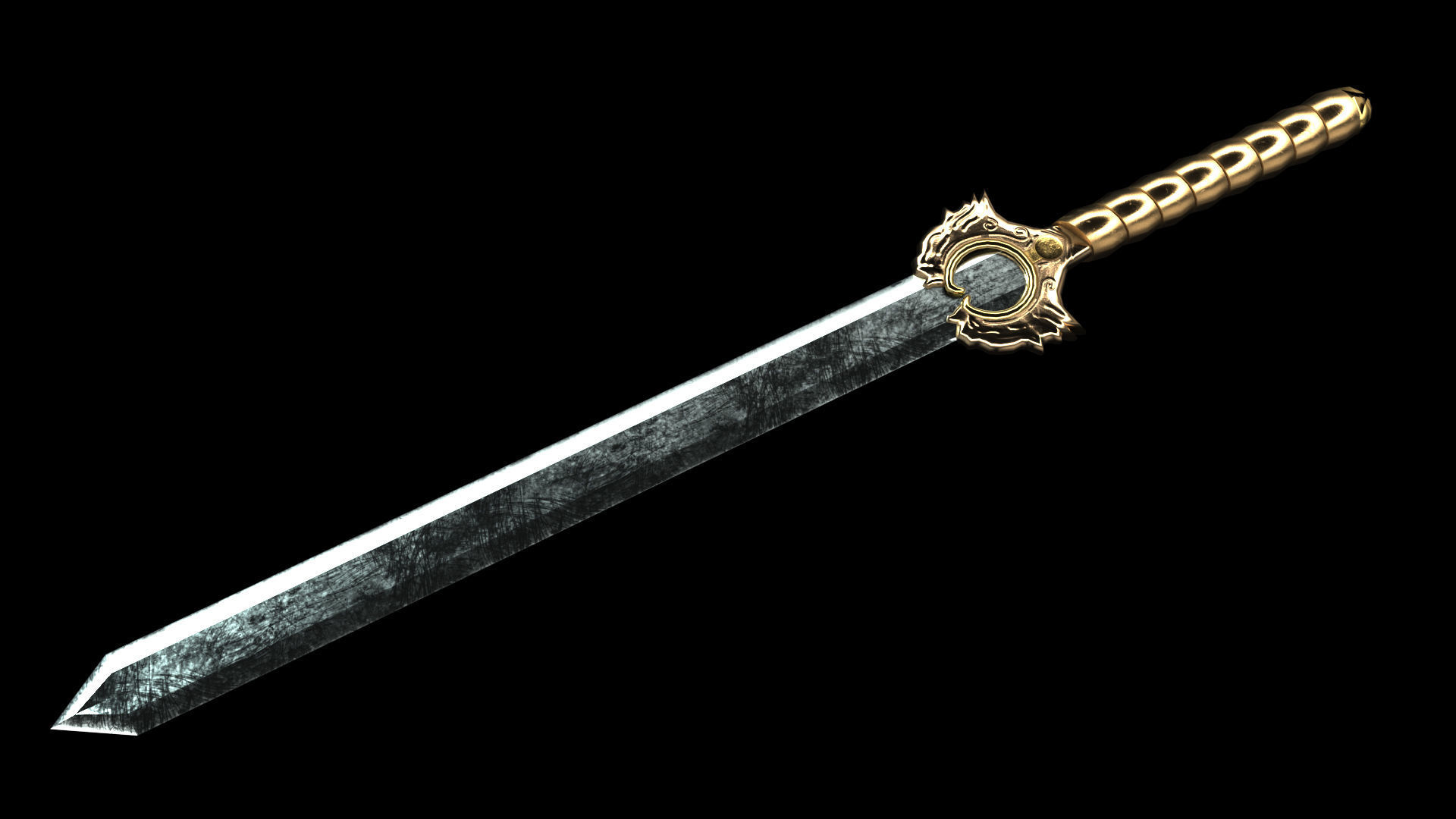 PBR - Big Sword Game-Ready Low-poly 3D model_1