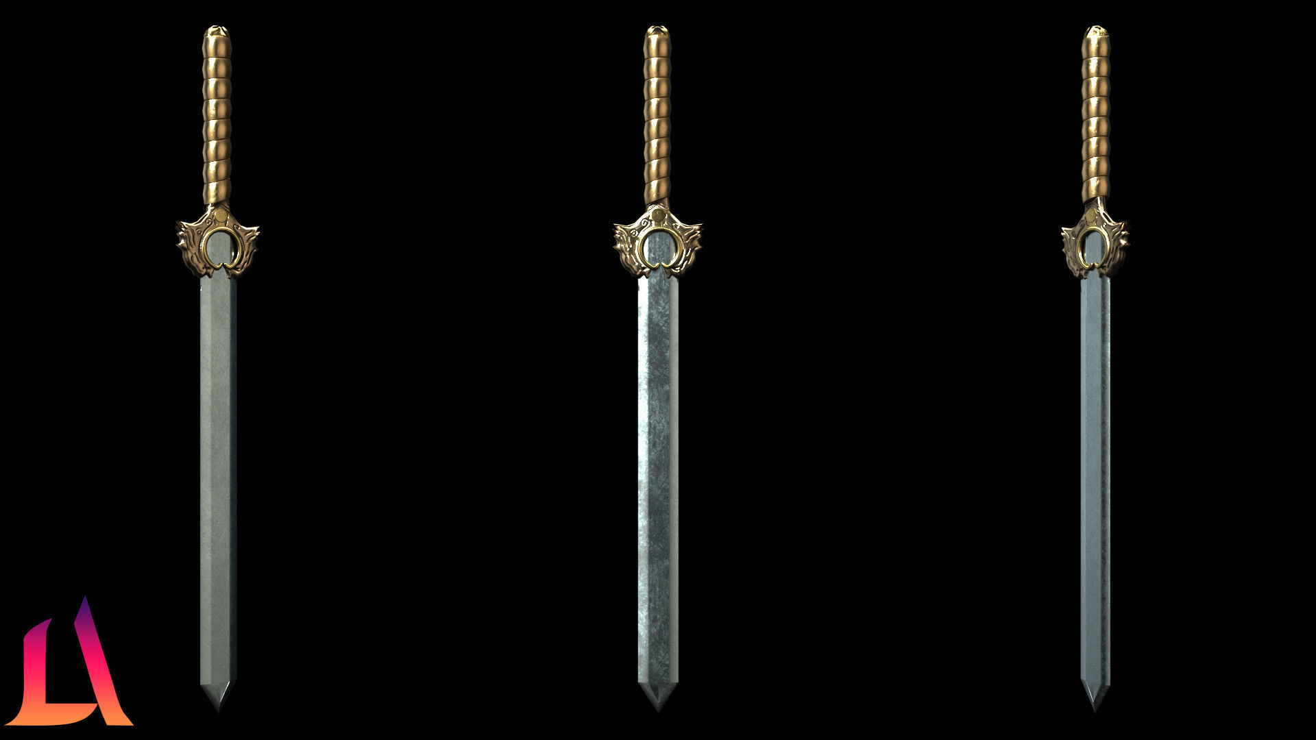 PBR - Big Sword Game-Ready Low-poly 3D model_3