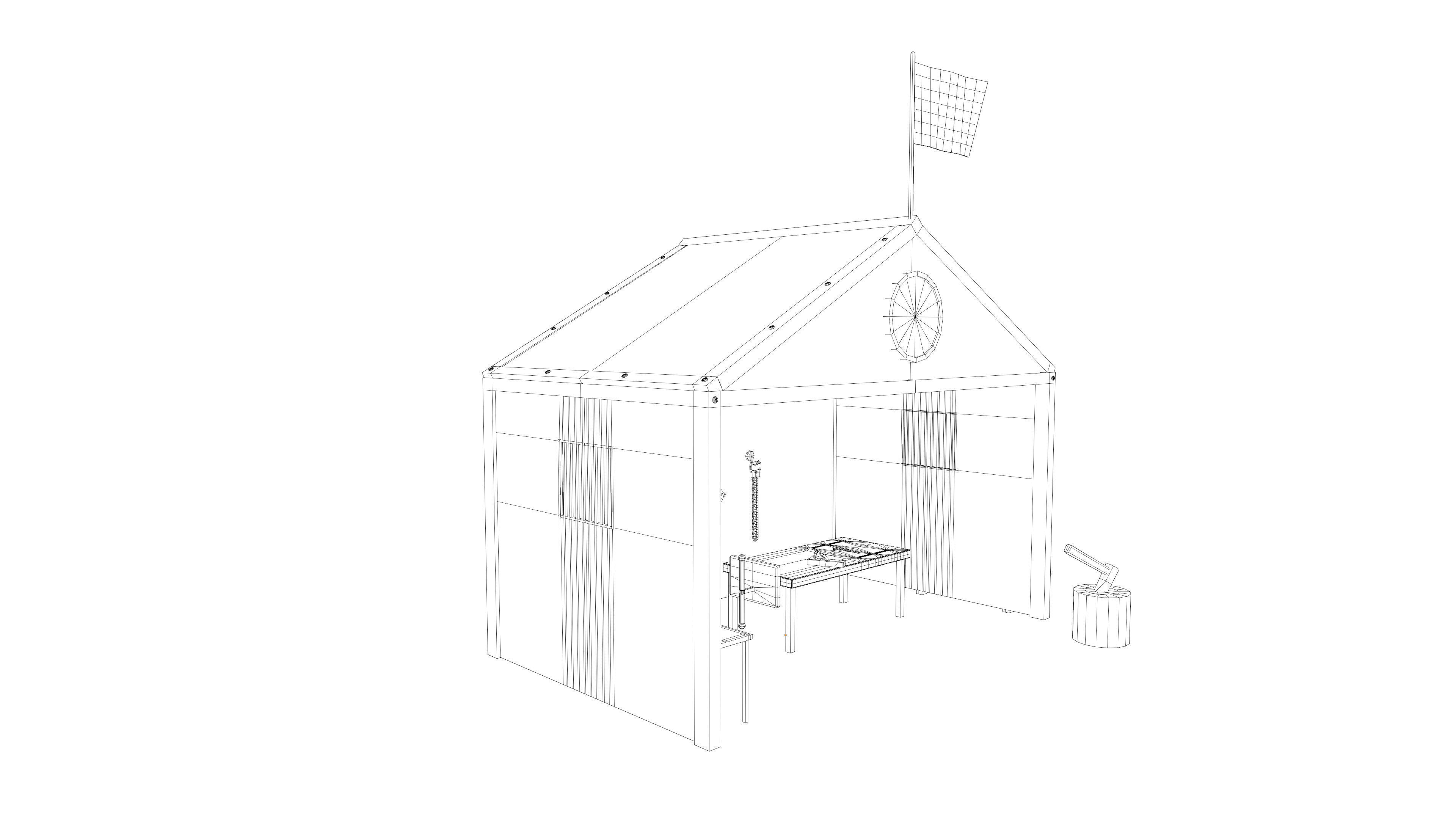 Stylized medieval carpenter workshop Low-poly 3D model_7