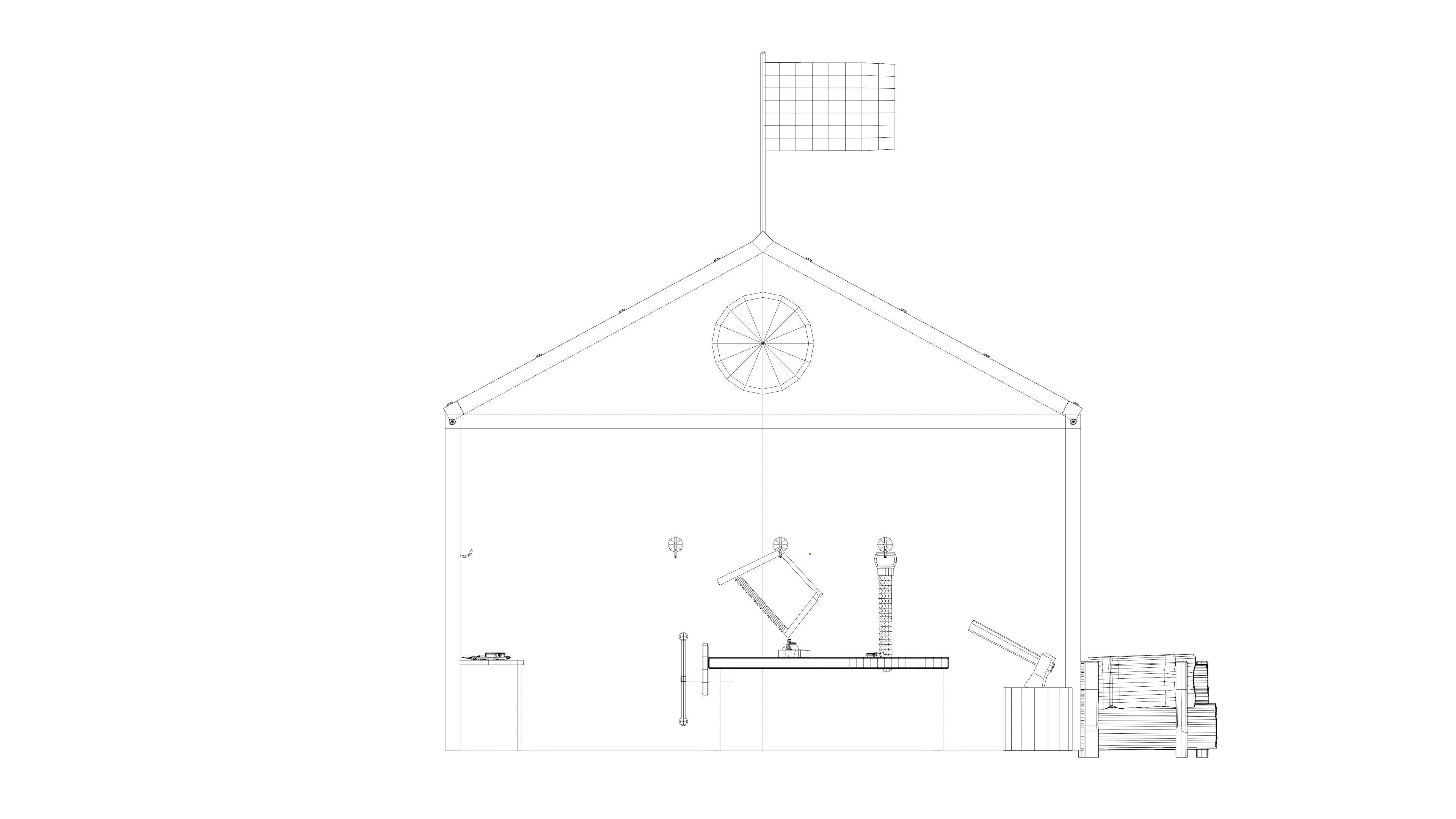 Stylized medieval carpenter workshop Low-poly 3D model_5