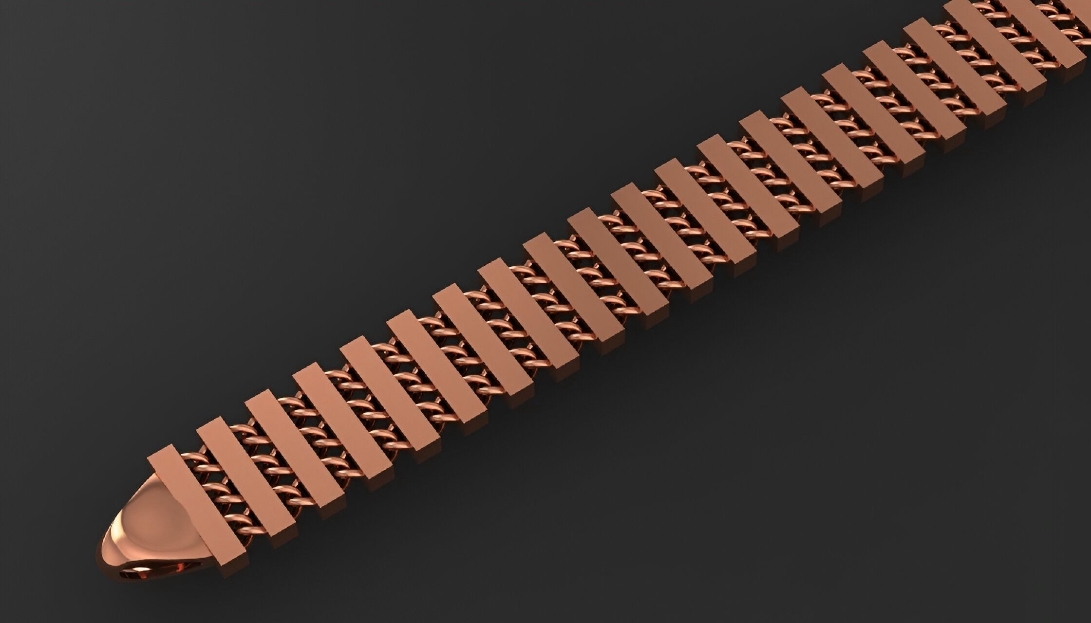 Gold Chain Bracelet 3D print model_4