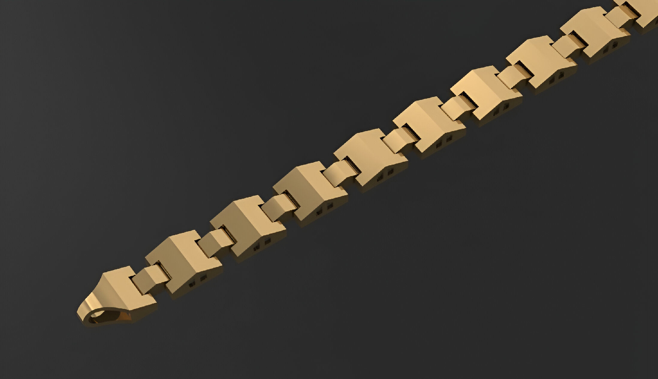 Gold Chain Bracelet 3D print model_2