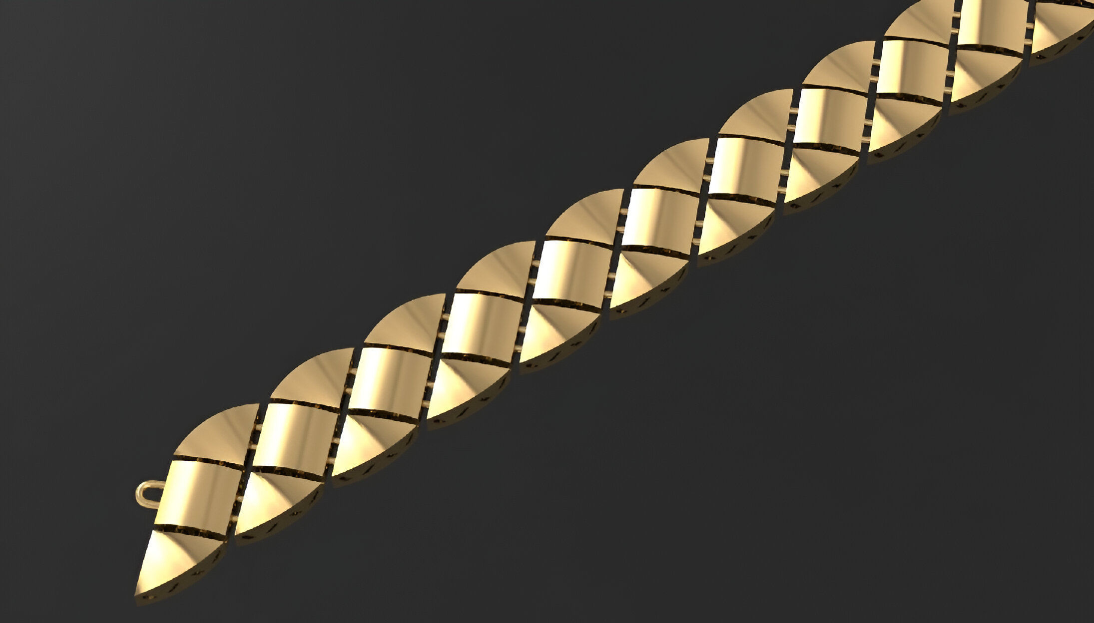 Gold Chain Bracelet 3D print model_1