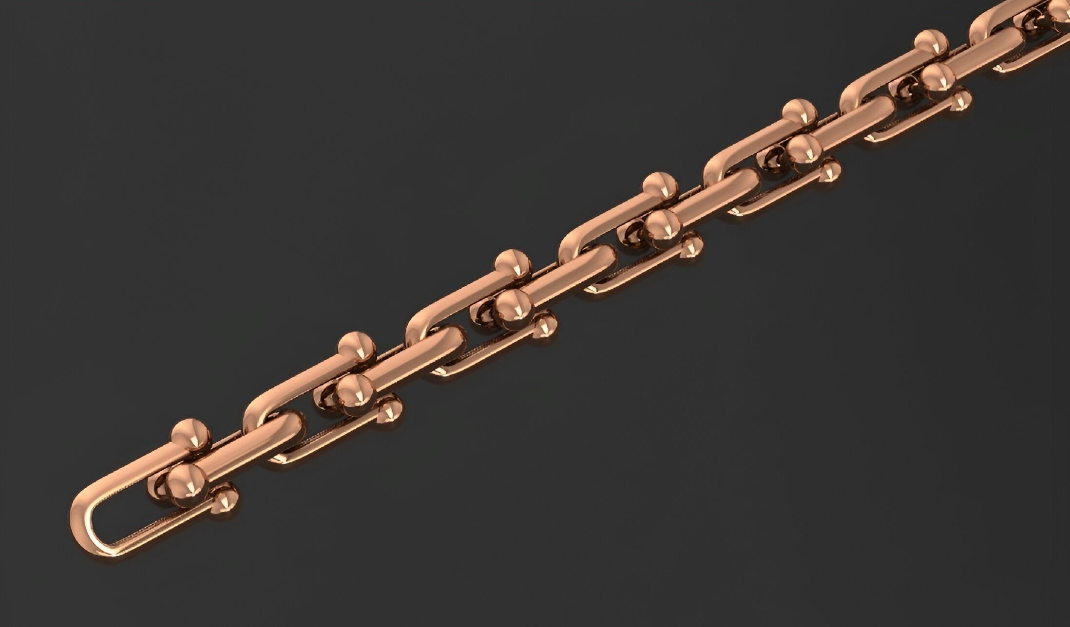 Gold Chain Bracelet 3D print model_2