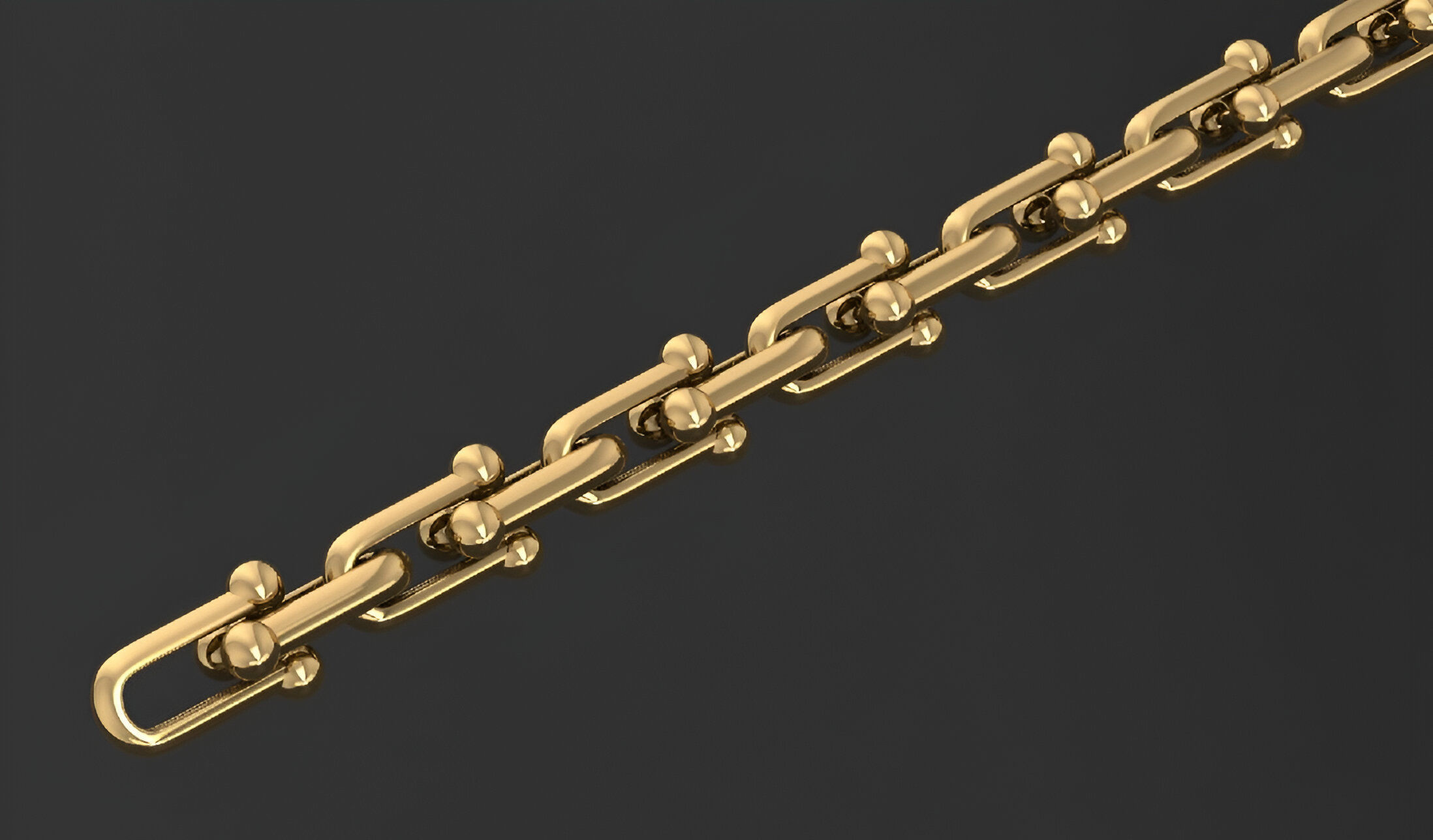 Gold Chain Bracelet 3D print model_1