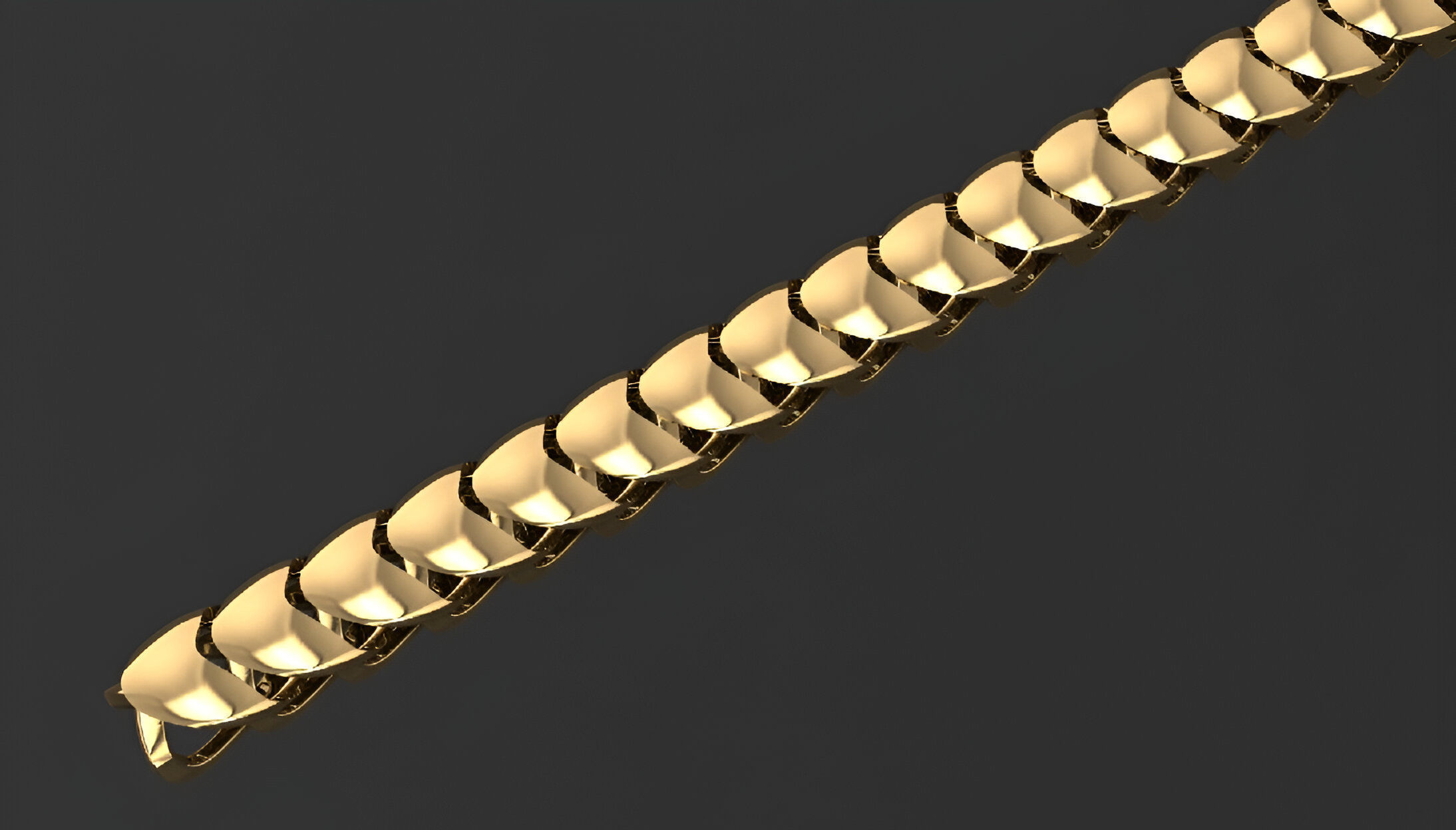 Gold Chain Bracelet 3D print model_1