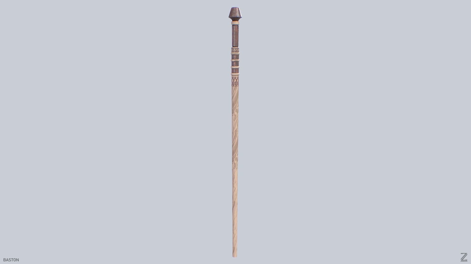 Baston Low-poly 3D model_2