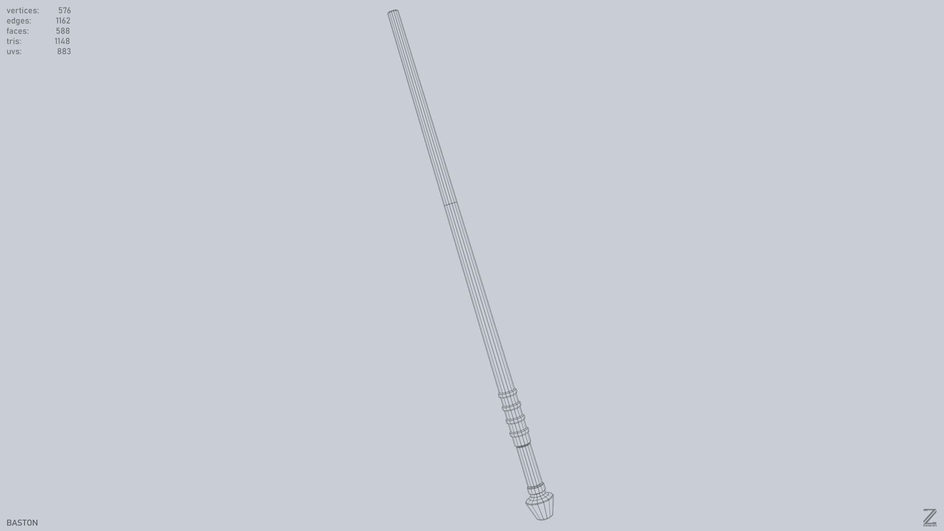 Baston Low-poly 3D model_12