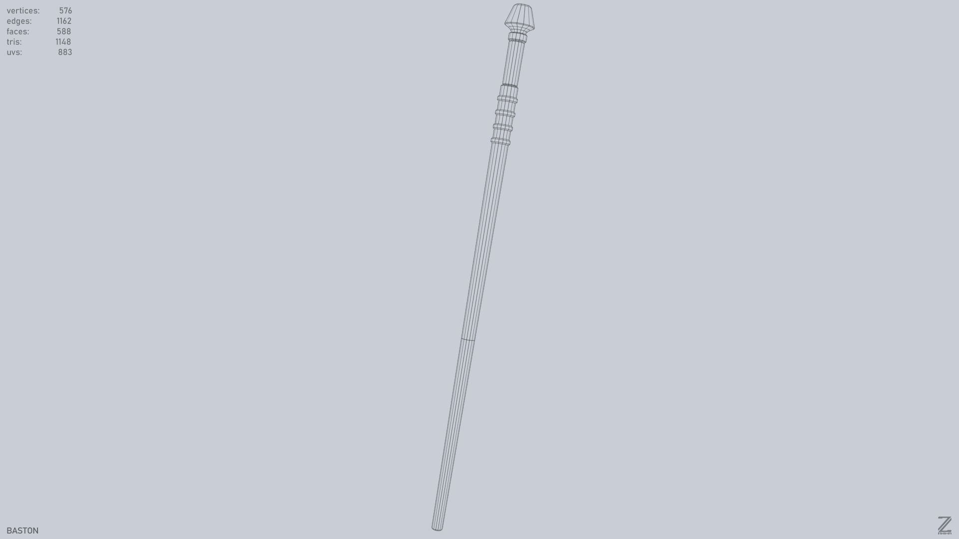 Baston Low-poly 3D model_15