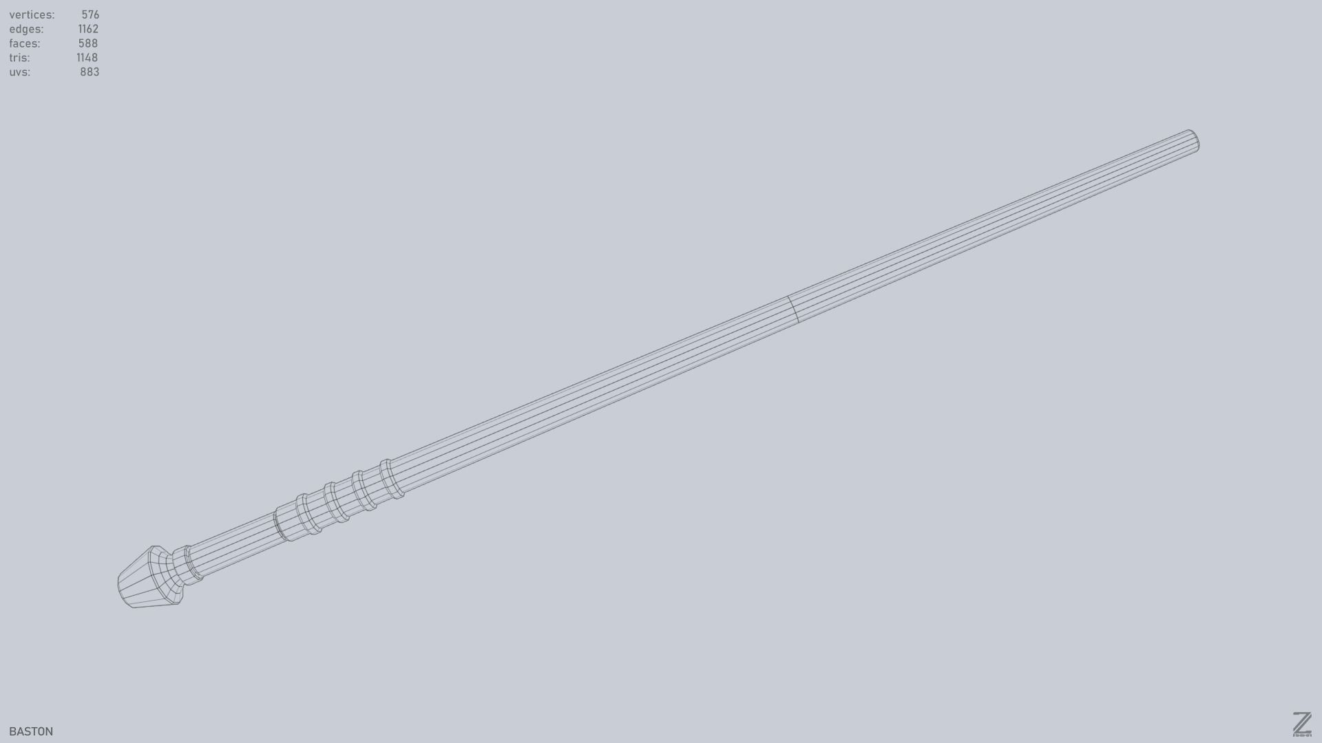 Baston Low-poly 3D model_14