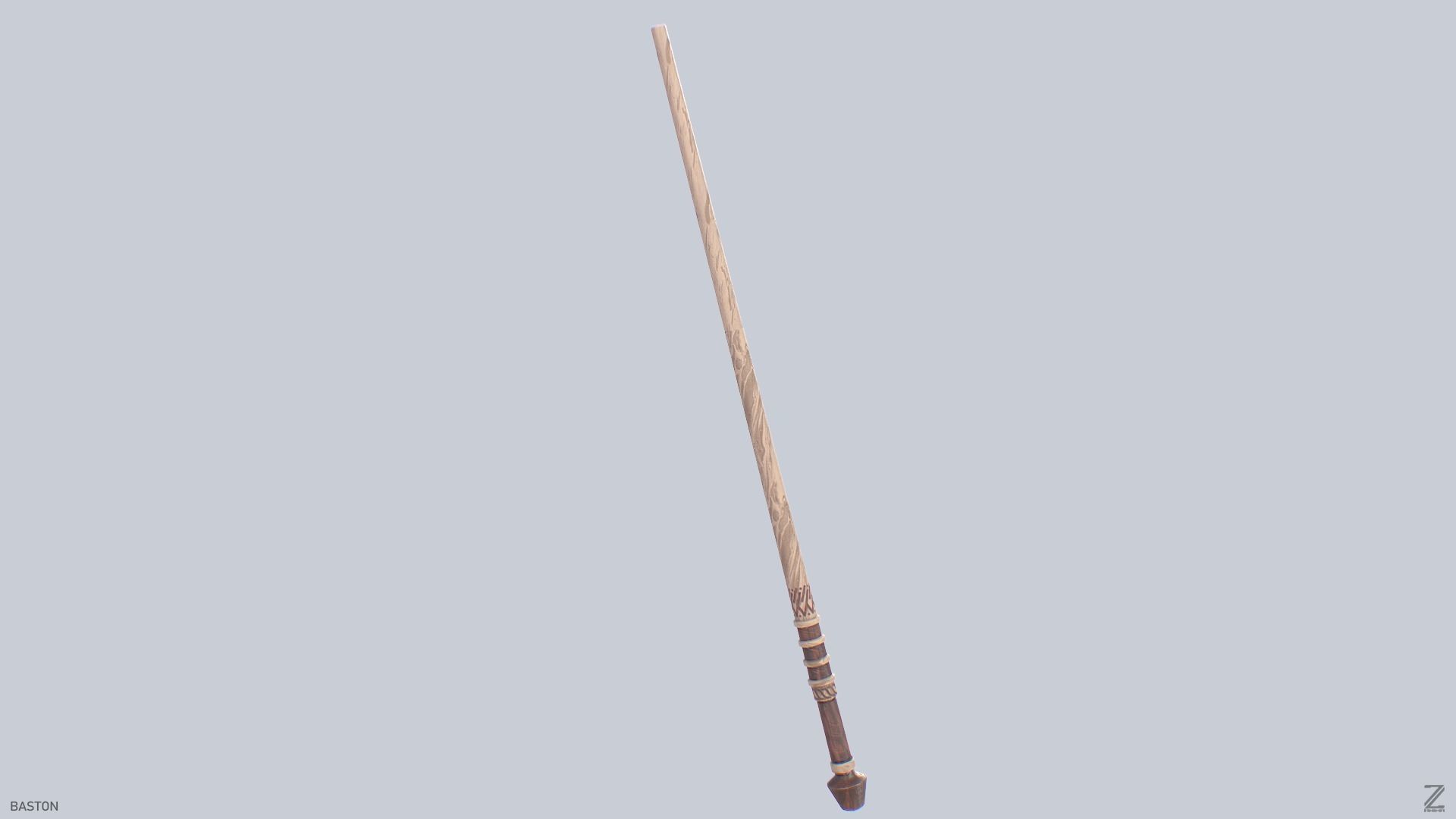 Baston Low-poly 3D model_5