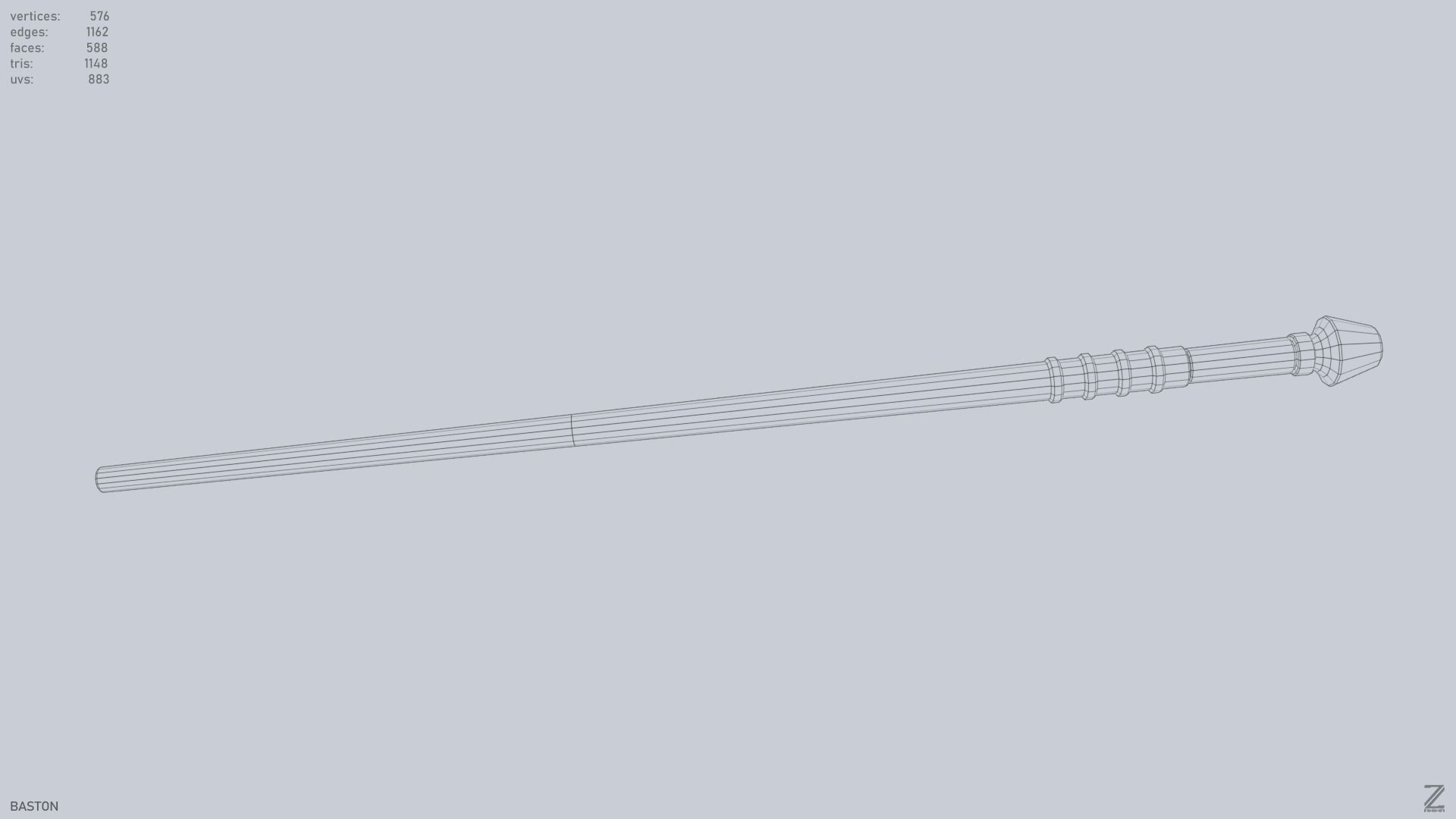 Baston Low-poly 3D model_11