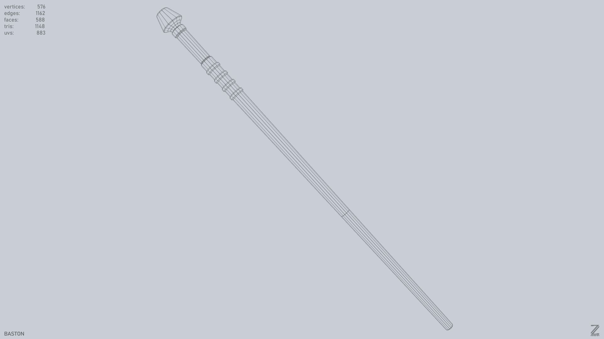 Baston Low-poly 3D model_10