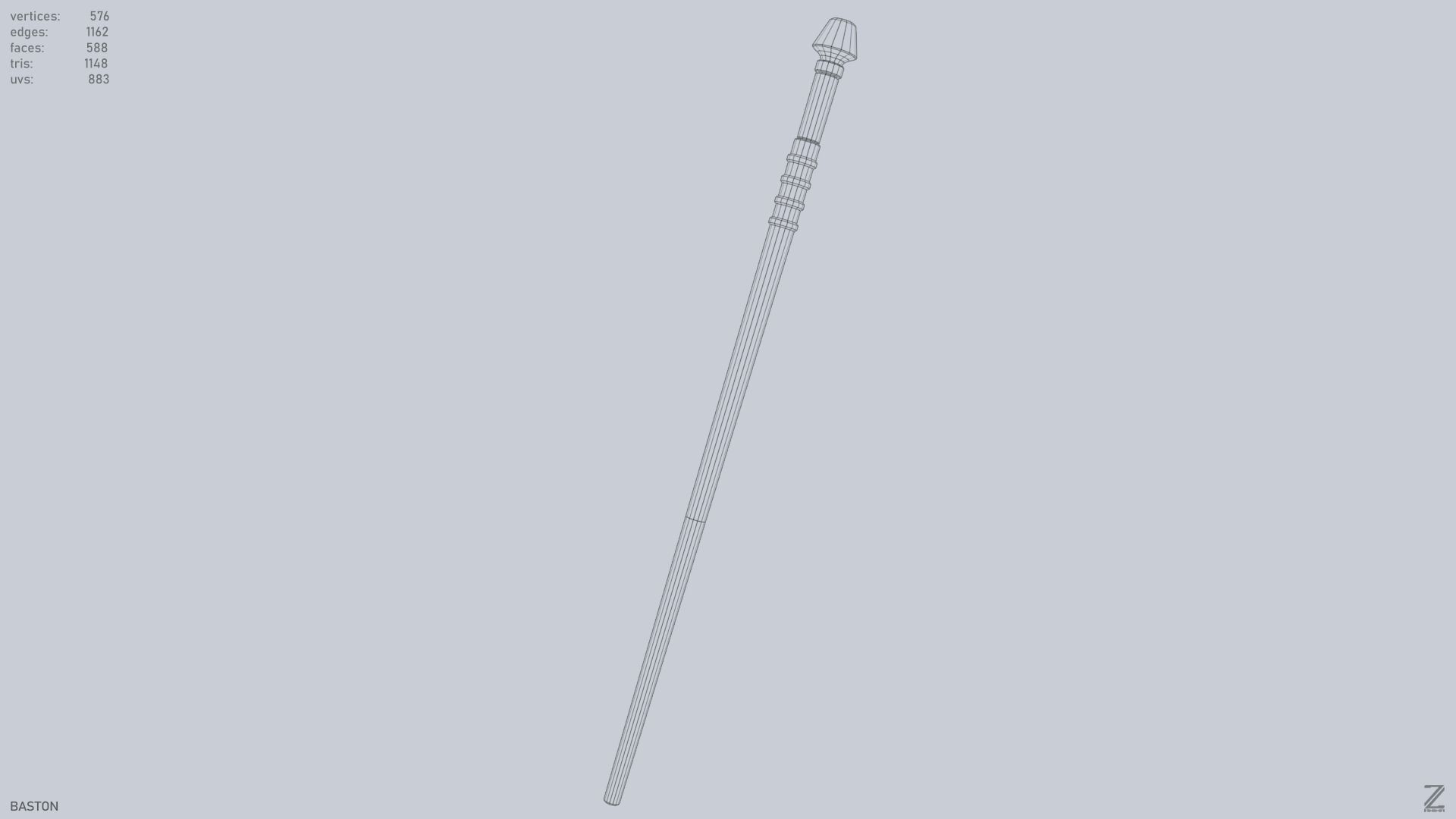 Baston Low-poly 3D model_13