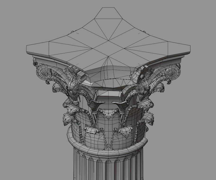 Column corinthian order damaged dirty and clean Low-poly 3D model_14
