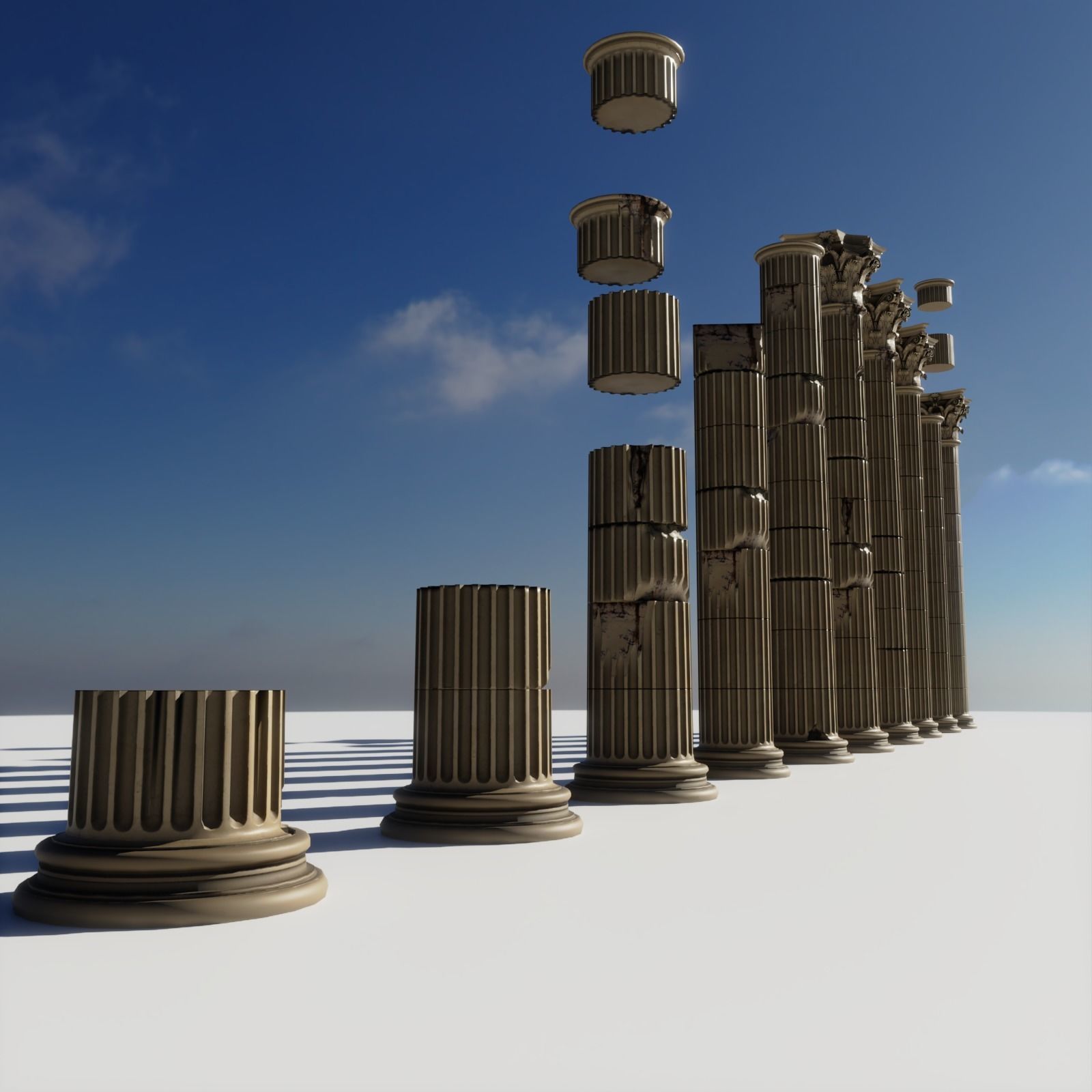 Column corinthian order damaged dirty and clean Low-poly 3D model_7