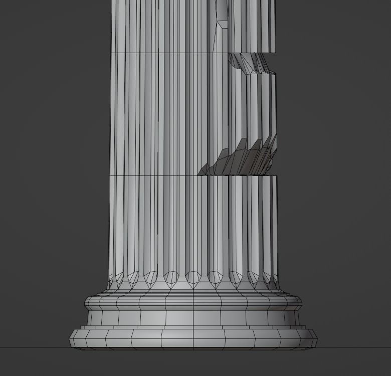 Column corinthian order damaged dirty and clean Low-poly 3D model_9