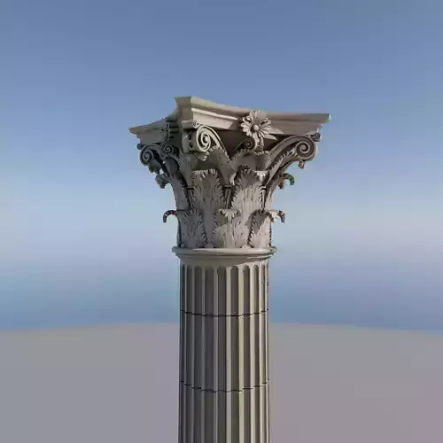 Column corinthian order damaged dirty and clean Low-poly 3D model