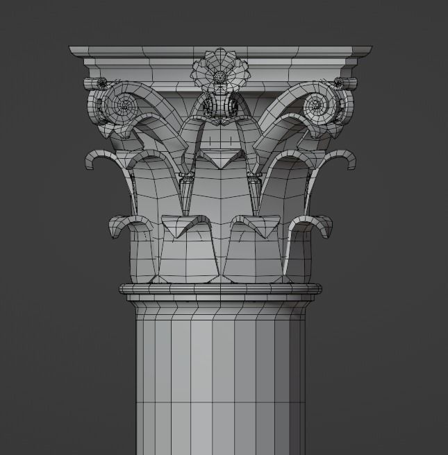 Column corinthian order damaged dirty and clean Low-poly 3D model_10