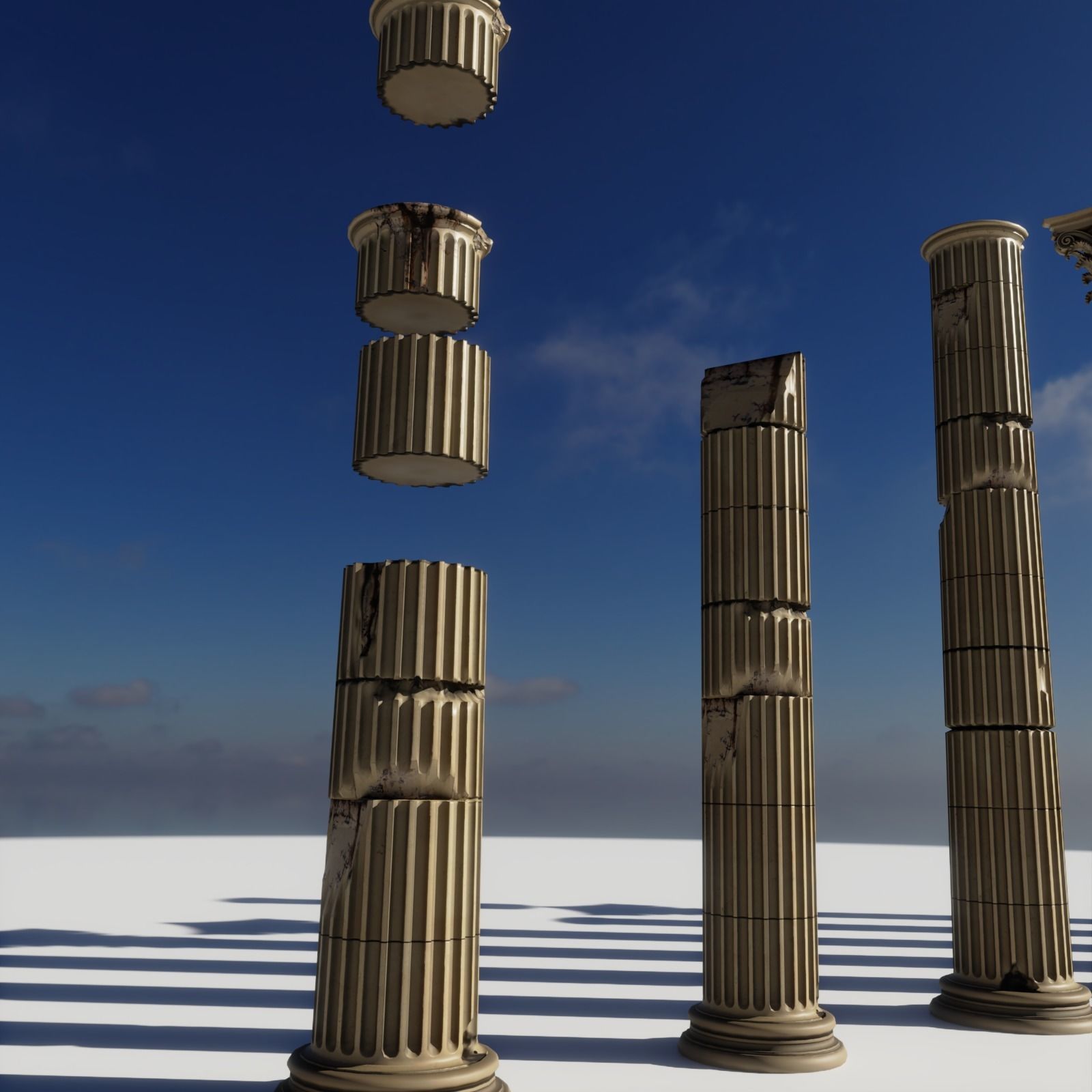 Column corinthian order damaged dirty and clean Low-poly 3D model_2