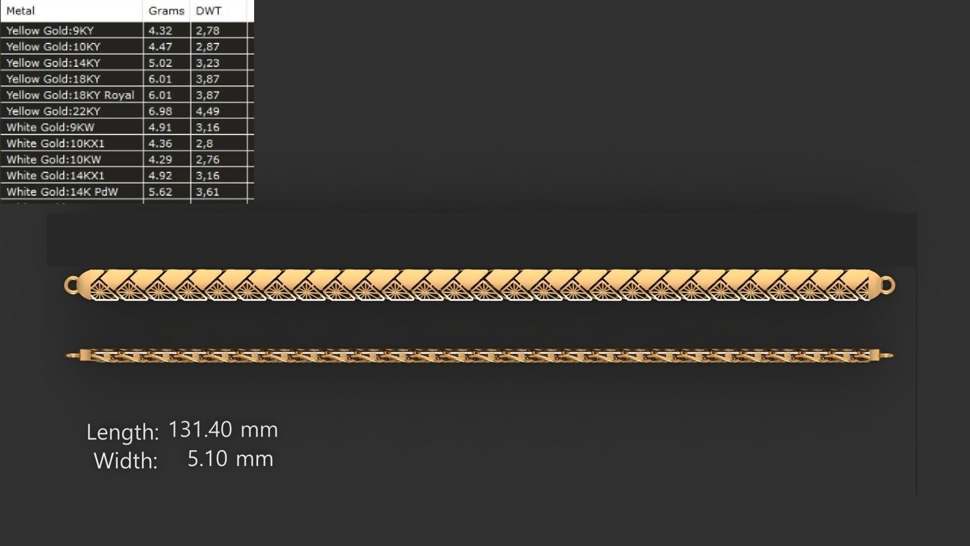 Gold Chain Bracelet 3D print model_2