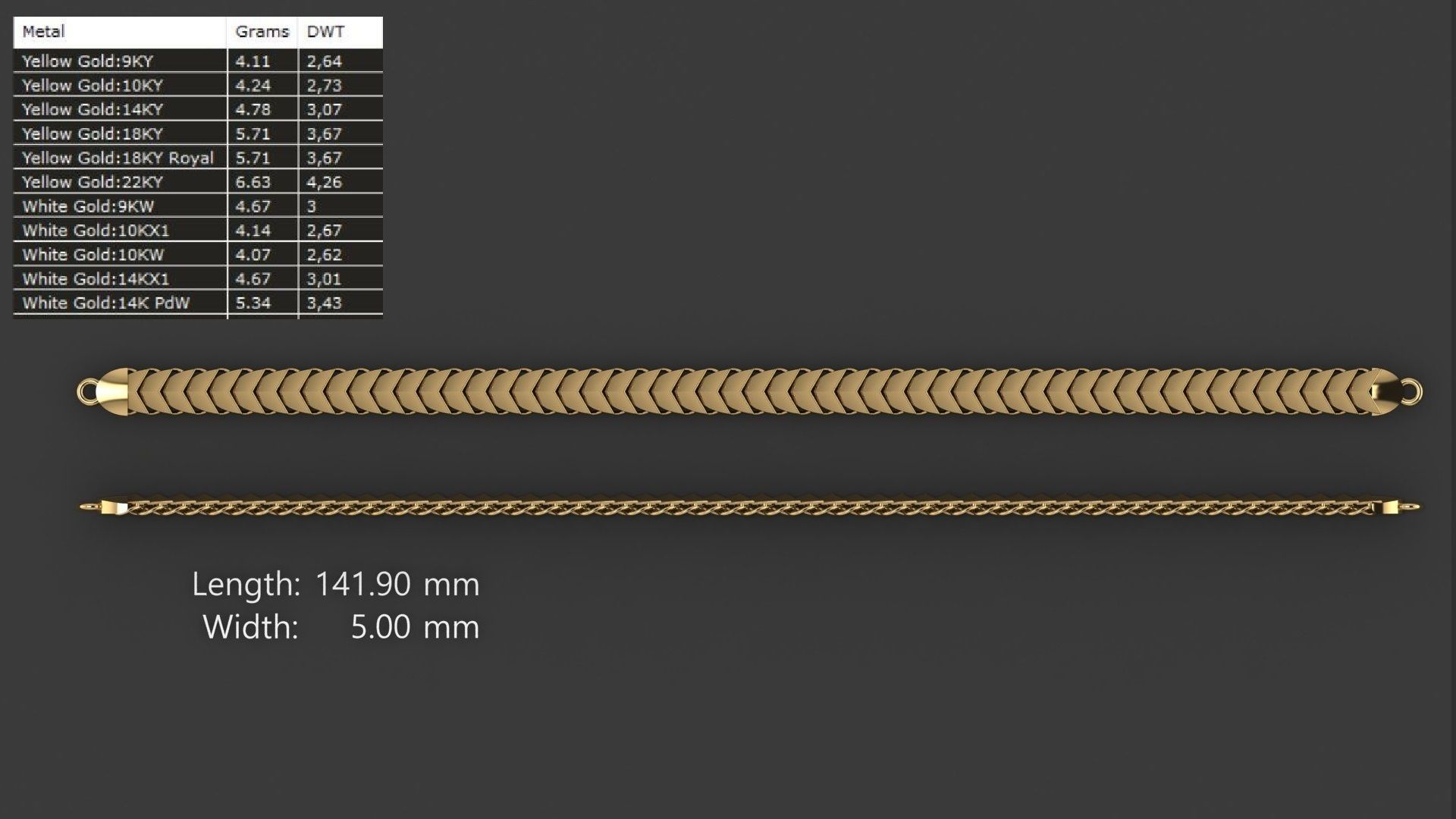 Gold Chain Bracelet 3D print model_2